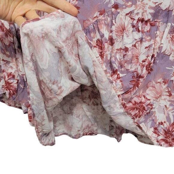 Andree By Unit Purple Floral Blouse 1x Half Sleeve Bell Sleeve - Picture 7 of 11